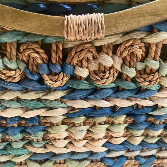 Cappelli Strawworld LIKE NEW turquoise textured straw structured bag with wood - Picture 4 of 4